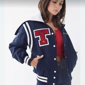 Tommy Hilfiger Letterman quilted Jacket in Navy and White